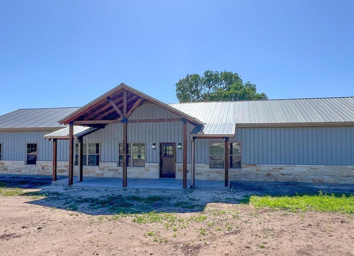 Exterior approach view of Sanchez barndominium