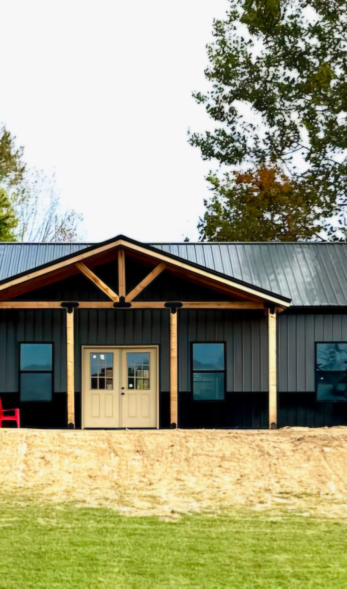 Exterior detail view of Auburn barndominium